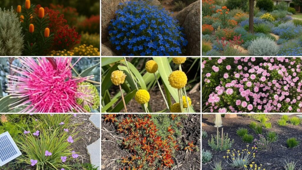 Collage of colourful native plants in WA