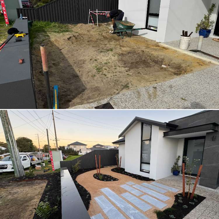 Before and after of a modern native garden in Bayswater